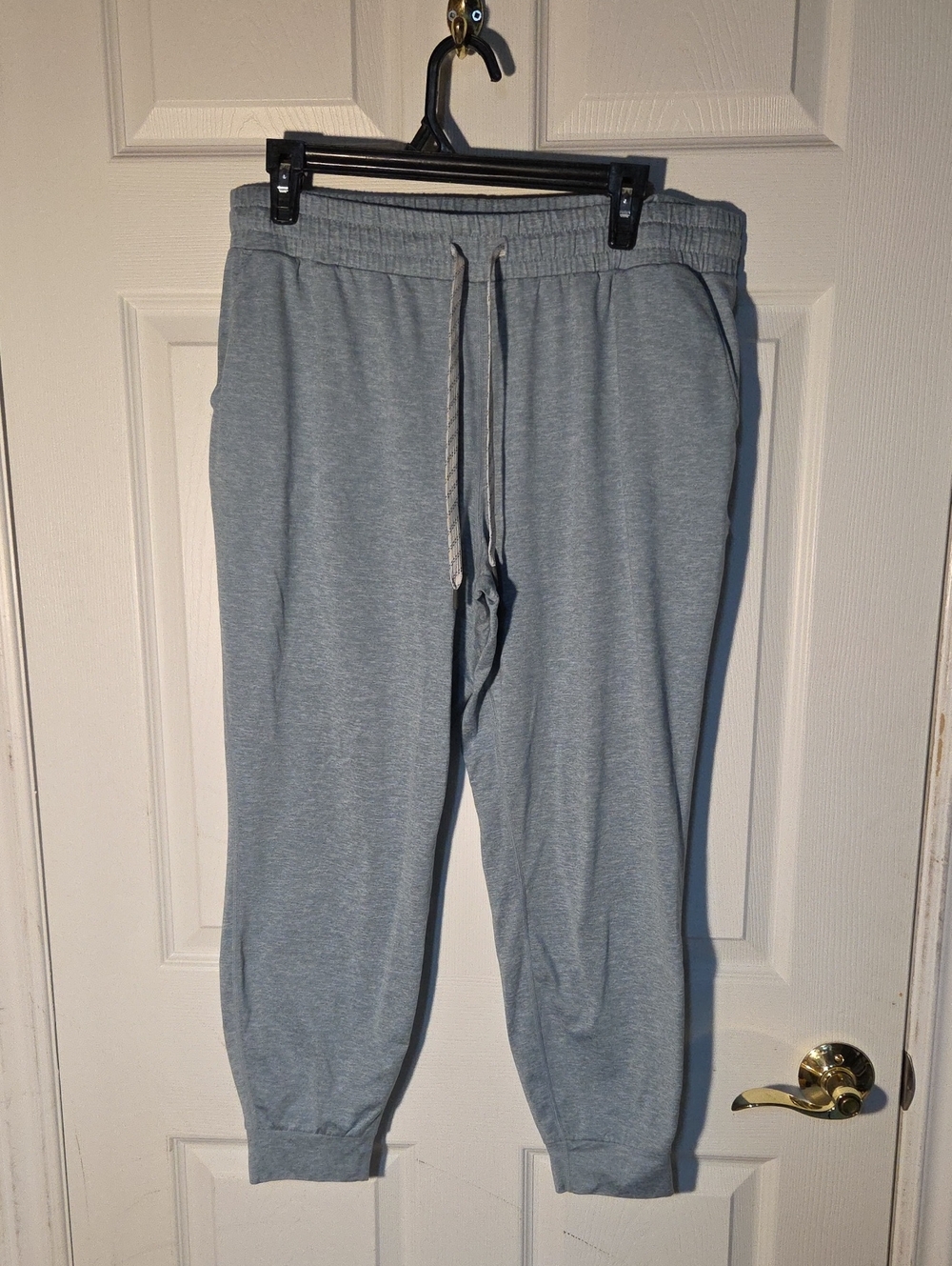 Kirkland Gray Blue Teal Drawstring Light Cropped Joggers Womens Sz L ✨️5/$30